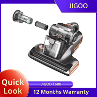 JIGOO T600 Dual-Cup Smart Bed Vacuum Cleaner for Mattress with UV Light, 700W 15KPa Suction, Ultrasonic Tech, 99.99% Mites Removal, Handheld Vacuum Cleaner for Bed, Sofa