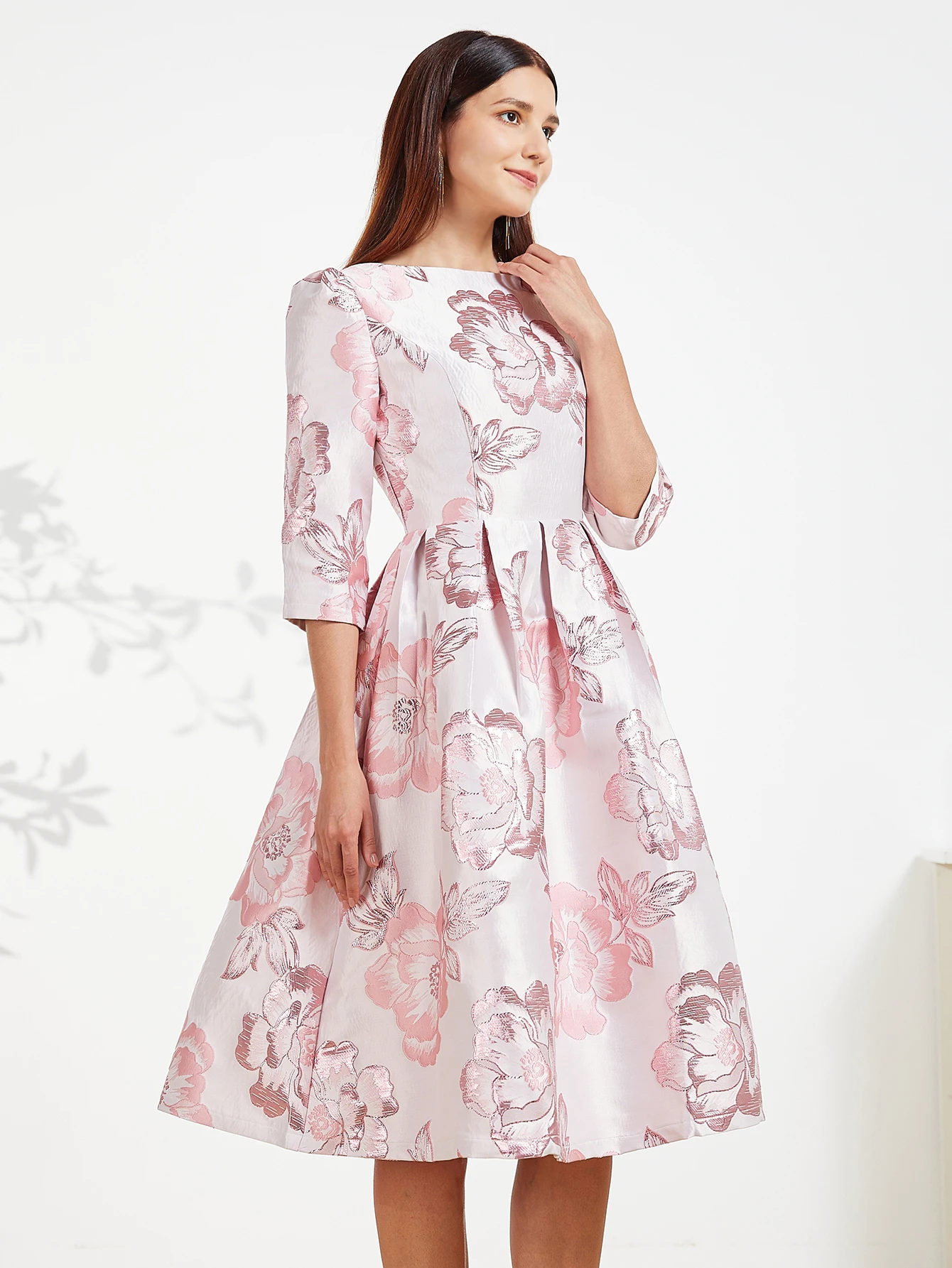 DEVCHATA Elegante luxe jacquardjurk voor dames nieuwe collectie avond boho bloemen mode kleding vintage dames feestjurken