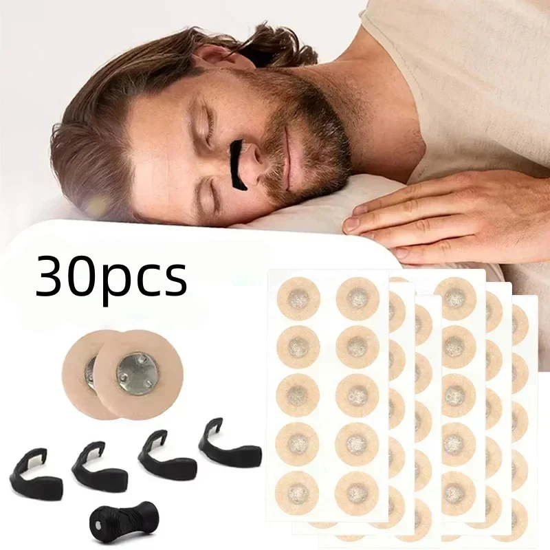 

30pcs Anti-Snoring Nose Clips Nasal Breathing Dilator Set with Magnetic Strips Motion Air Intake to Improve Sleep Aid Starter Se
