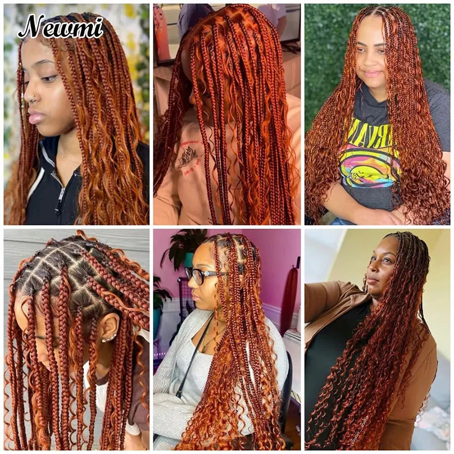 Cabelo humano em massa para Boho Trança, Onda Profunda, Gengibre, Cabelo Encaracolado, Tranças Boho, 2 Pacotes, 100g, 350 #