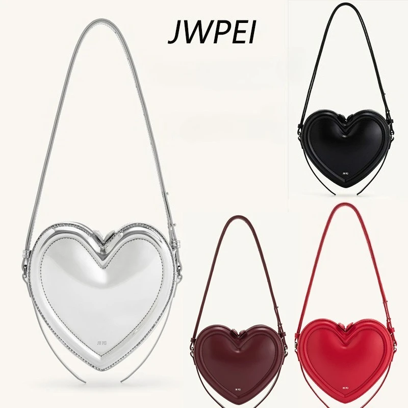 JW PEI Heart-Shaped Crossbody Bag, Niche Design, Sweet and Cool, 3D Heart-Shaped Bag, Shoulder/Crossbody for Women