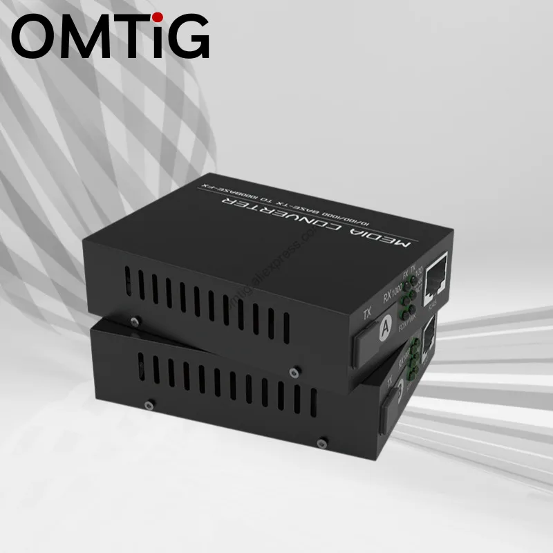 Convertidor de medios Ethernet Rj45, 1 par con fuente de alimentación, HTB-GS-03 de fibra única, Color negro