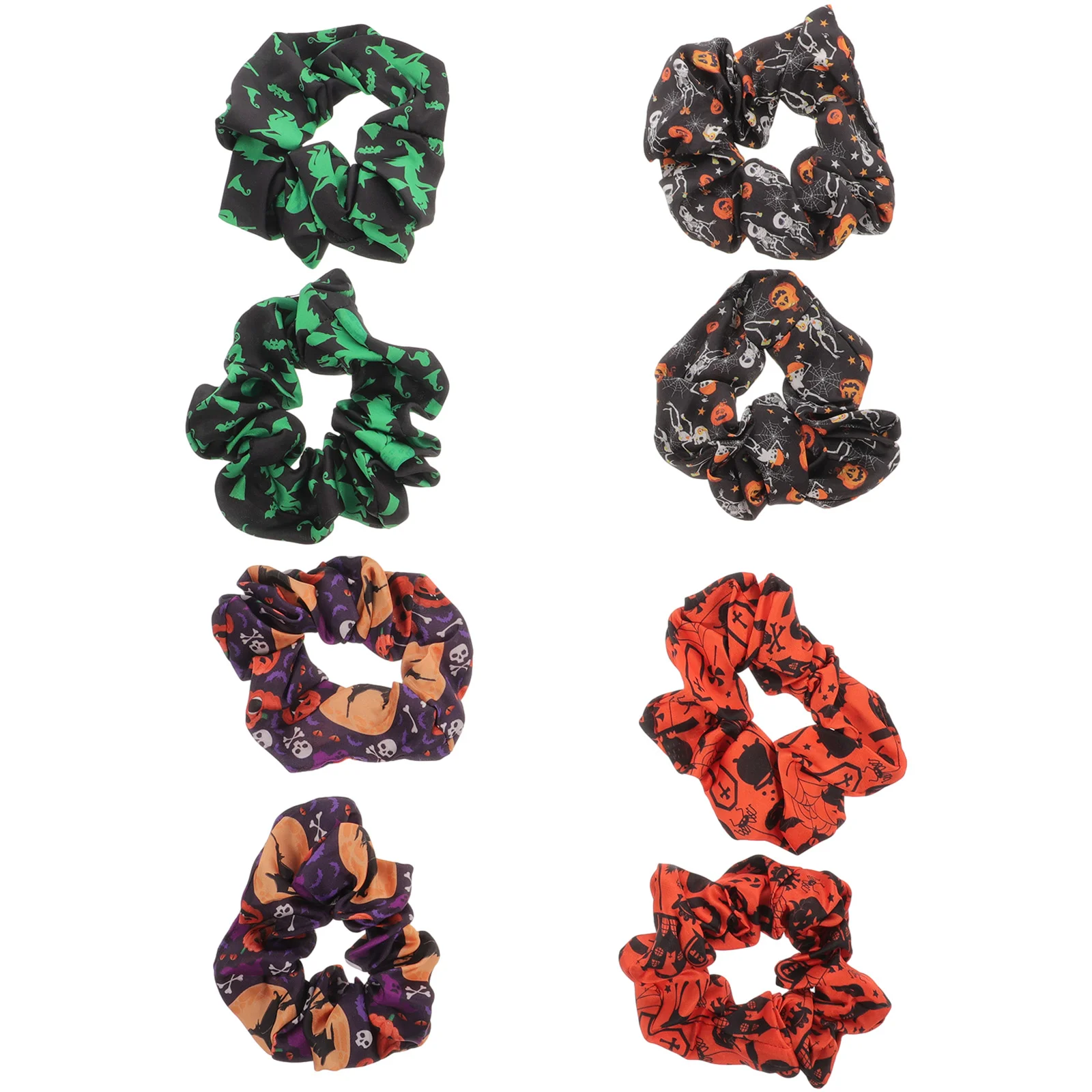 8 Pcs Halloween Hair Tie Band Gummies Girls Accessory Gothic Scrunchies Ghost Pattern Rings