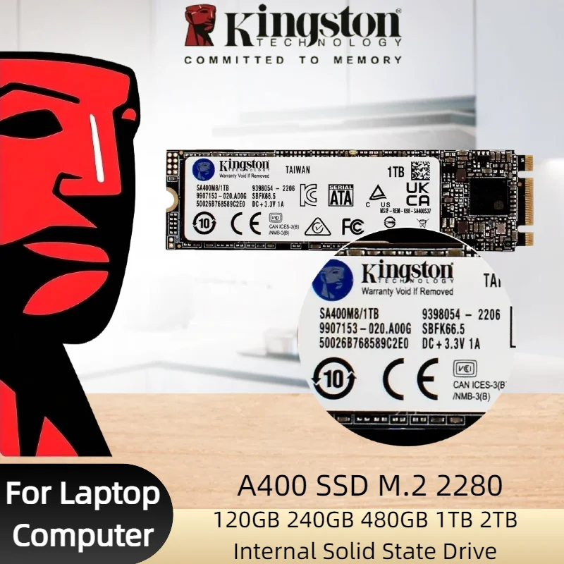 

Kingston A400-NGFF SSD M.2 2280 Internal Solid State Drives 2TB 1TB 480G 240G M.2 SSDs SATA Hard Disk for Laptop Desktop PC