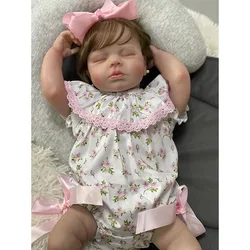 48cm Cute Baby Doll LouLou with Hand Rooted Hair Cotton Body Sleeping Baby Doll 3D Painting with Visible Veins