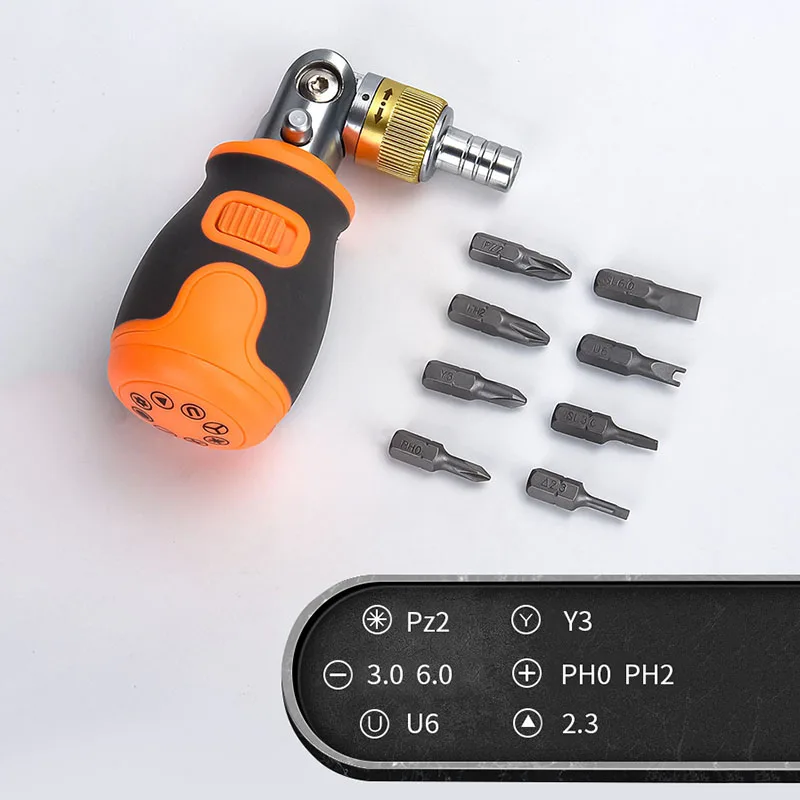 8ใน1ไขควงแบบพกพา Multifunctional 2-Way Ratchet ไขควง S2บิต180 ° การหมุนเครื่องมือบำรุงรักษา