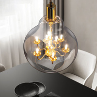 Caren Lighting Dreamy Light Giant chandelier Black electroplated transparent glass King Edison Ghost Pendant hand-blown