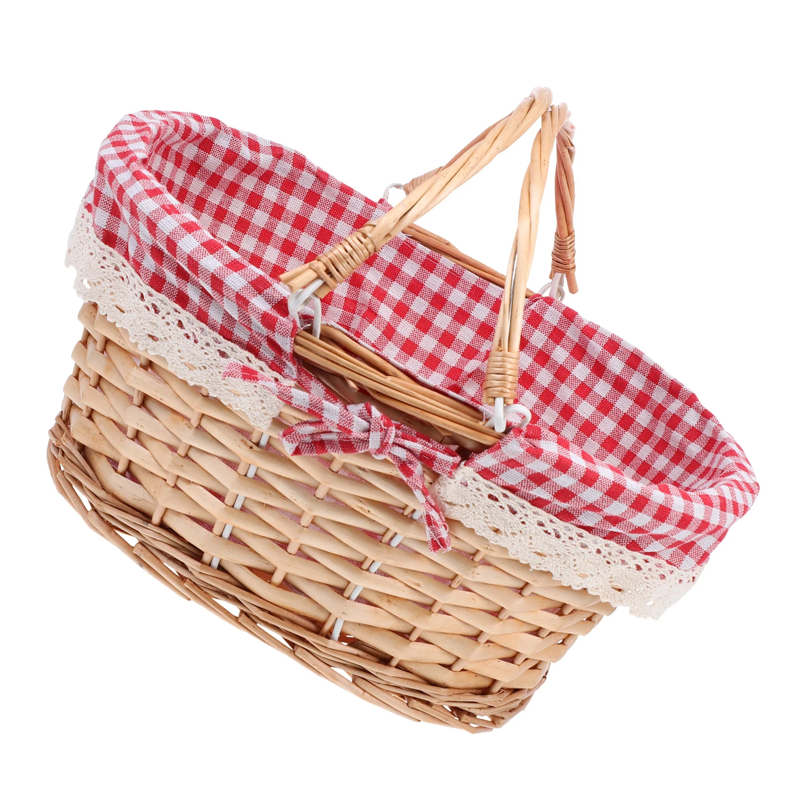 

Woven Picnic Basket Elegant Natural Color Portable Decorative Flower Fruit Vegetable Storage Basket Outdoor Picnic