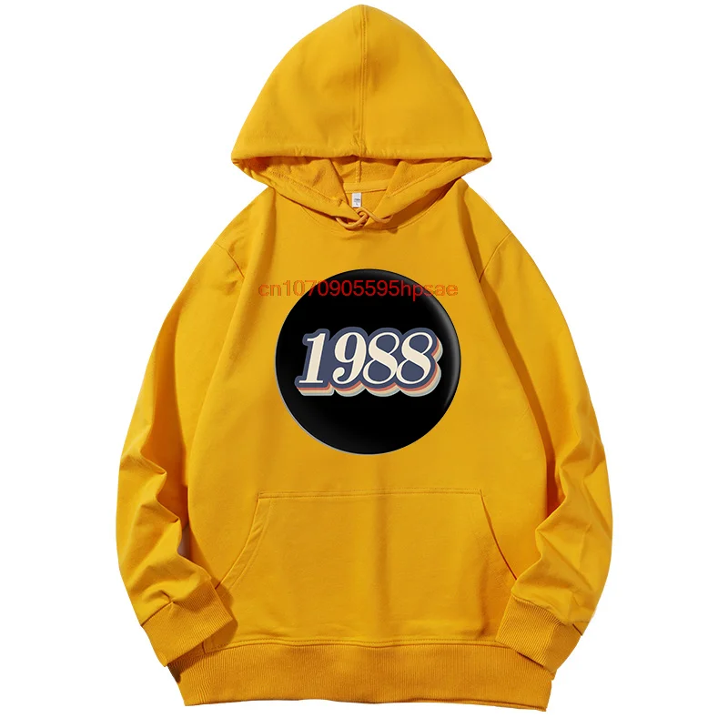 

Retro Year Of Birth 1988 Birthday Gift Graphic Hooded Sweatshirts Fashion Long sleeve Pullover Hoodies Men's Sports Sweatshirt