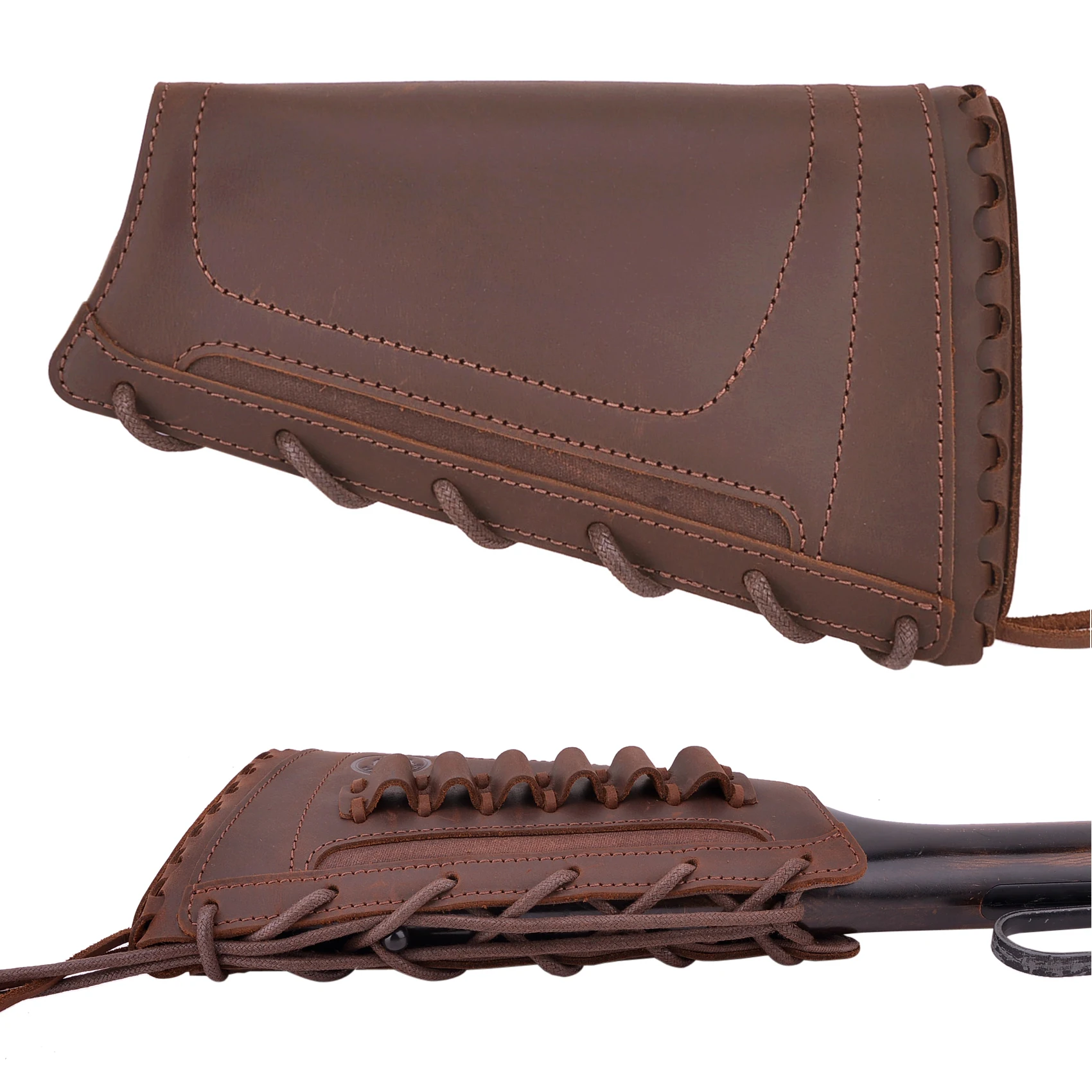 Set of Canvas Leather Rifle Buttstock Cover with Match Gun Holder Sling .308 .40-65 .45-70 .22-250 .30-06 .300WIN