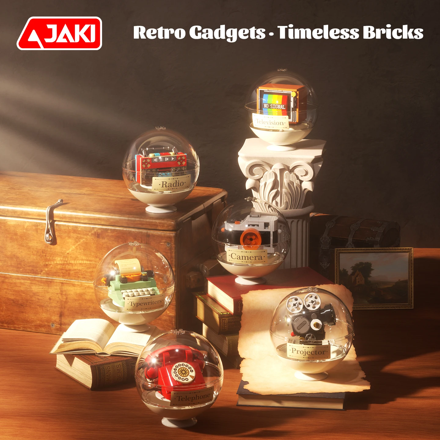 KJ013 Gashapon Stacking Toy Retro Electrical Building Blocks Home Creative Ornament Model Assembly Toy Kids' Birthday Gift