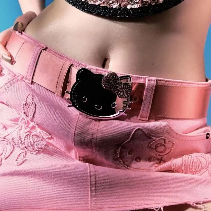 Cartoon Sanrio-serie Hello Kitty meisje lief en schattig mode creatieve veelzijdige casual mooie broek nieuwe riem verjaardagscadeau