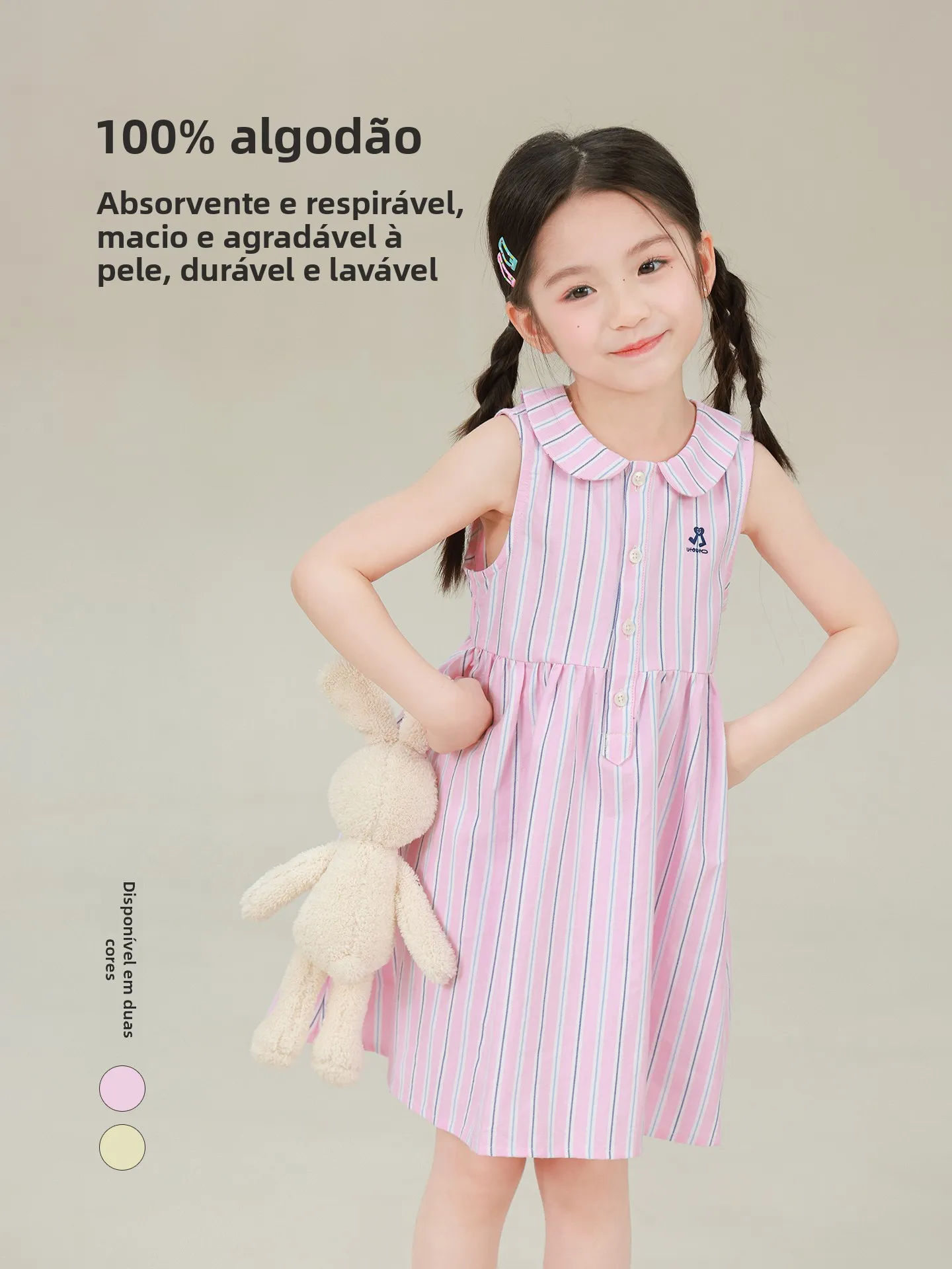summer-new-cotton-striped-dress-for-girls-baby-girl's-cute-plaid-skirt-short-sleeve-clothing-cotton-100-doll-collar-dress