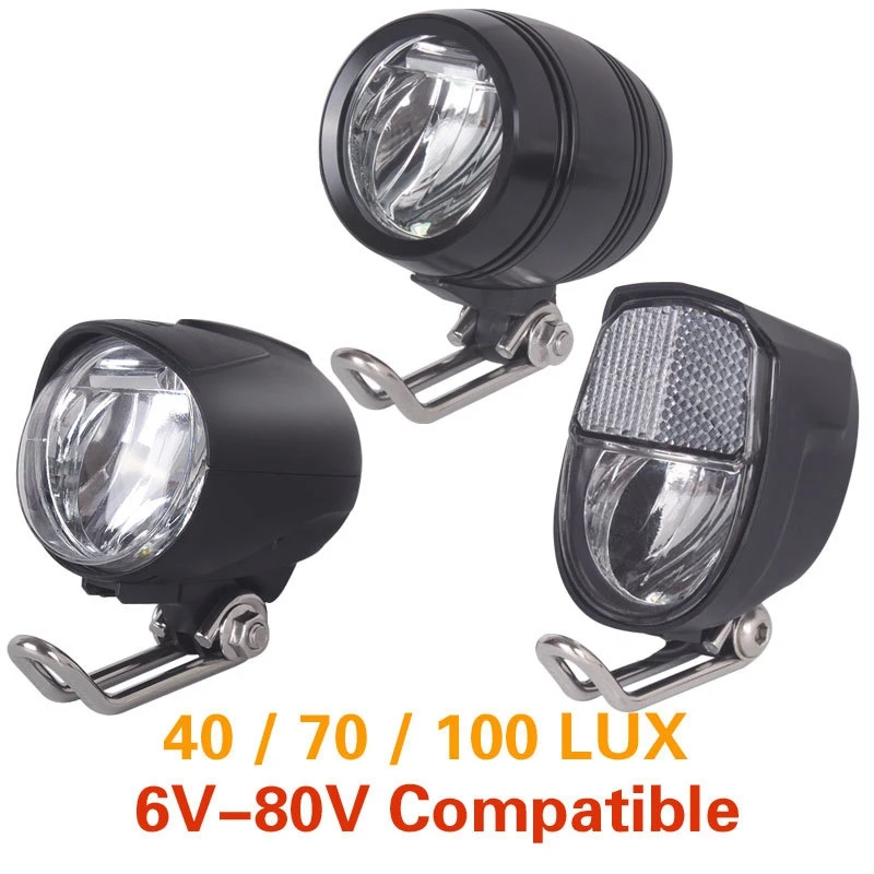 6V-80V 24V 36V 48V 60V universale compatibile 3W 100LUX bici bicicletta elettrica E-Bike faro anteriore luce frontale lampada