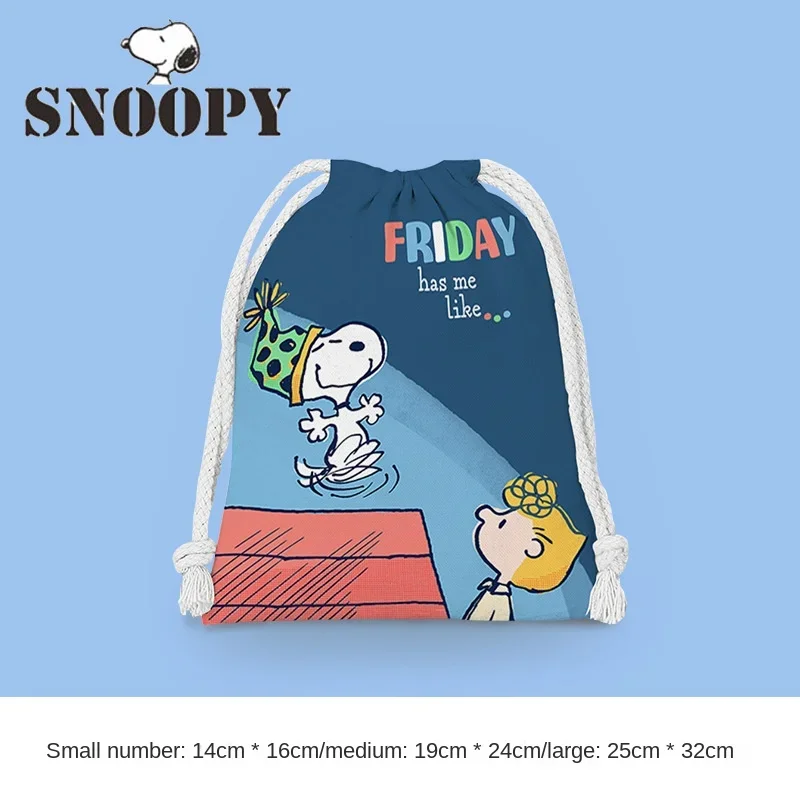 Snoopy Storage Bag Drawstring Pocket Cute Cartoon Print Waterproof Ladies Girls Student Portable Folding Bag Drawstring Bag Gift