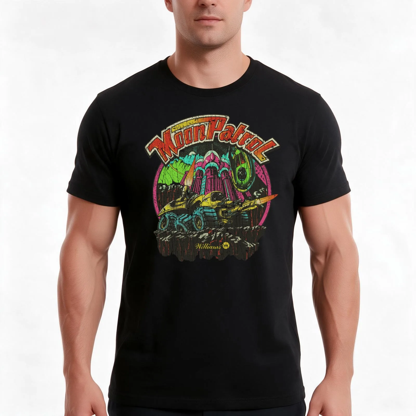 Moon Patrol 1982 T-Shirt, Summer Casual Cotton Tee, Oversized Streetwear Tops, Vintage Graphic Print, Loose Fit Short Sleeve