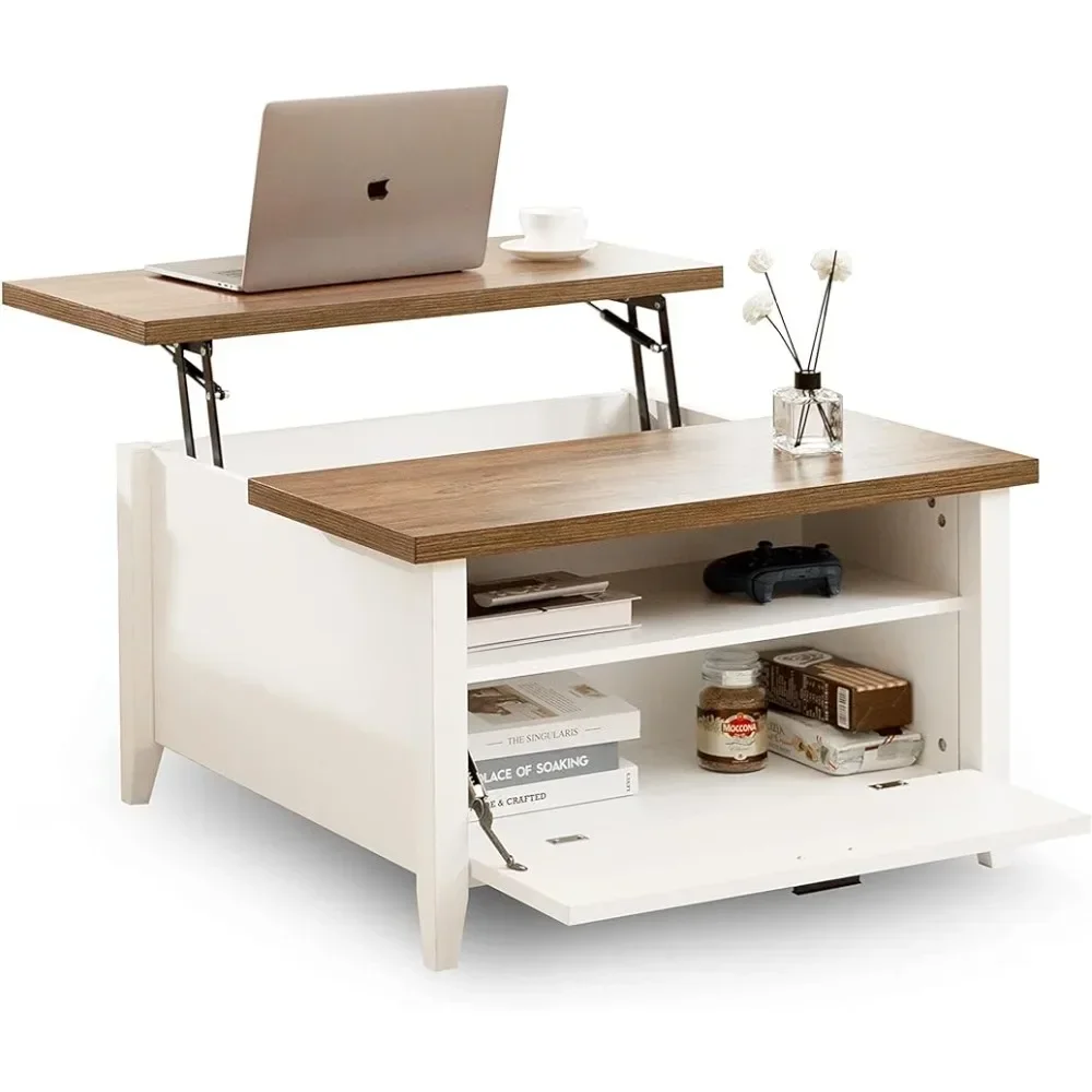 Mesa de comedor con estante de almacenamiento, mesas de centro Esquineras de diseño de lujo, mesa elevadora ergonómica con compartimento oculto, café de oficina