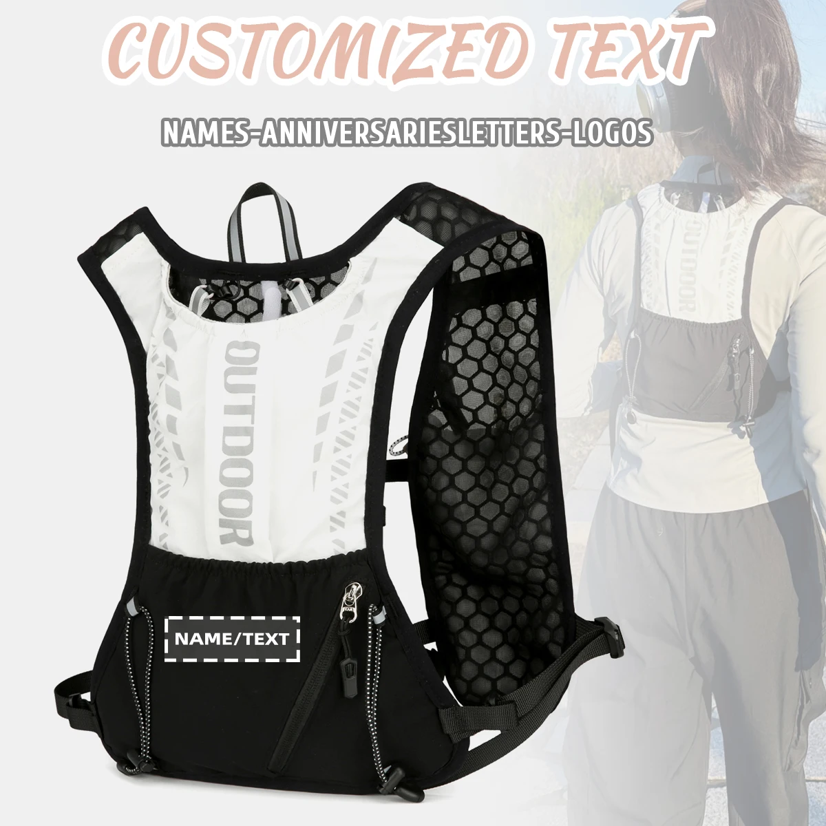 

Logo Customized Running Backpack Ultra-Light Vest Hydration Bag for Women Outdoor Sports Trail Running Hydration Pack for Men Cycling Backpack Personalized DIY