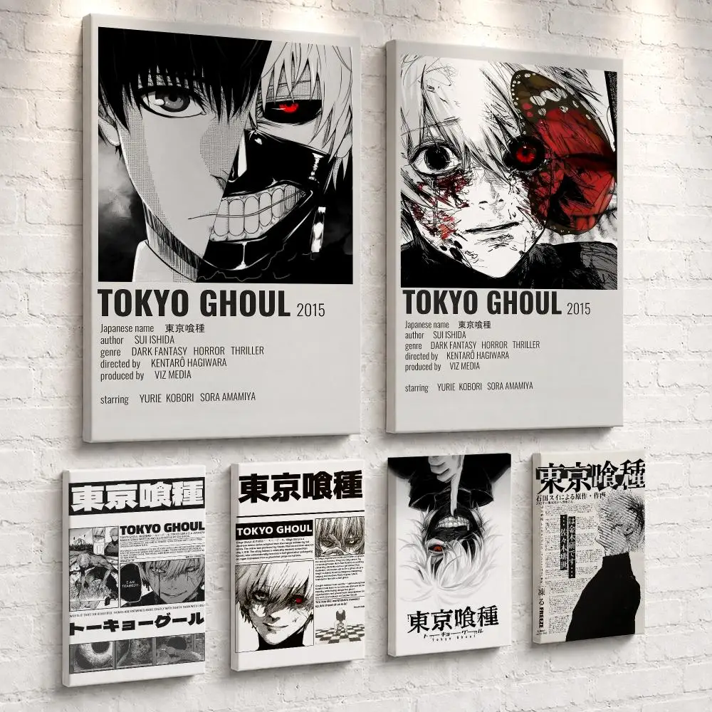 Anime T-Tokyo Comic G-Ghoul Framed Wall Painting Ready to Hang Canvas Poster for Bedroom Living Room Hallway Home Decor Gift