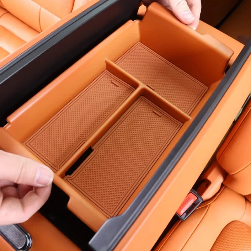 

For AITO M9 2024-2025 Car Interior Accessories Upper Lower Storage Boxes Armrest Boxes Silicone Storage Racks