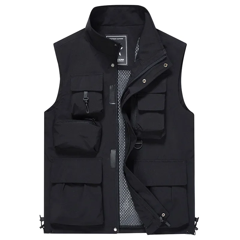 Maidangdi men's casual vest outdoor multi pocket photography fishing vest advertisement  oversized vest male processed print