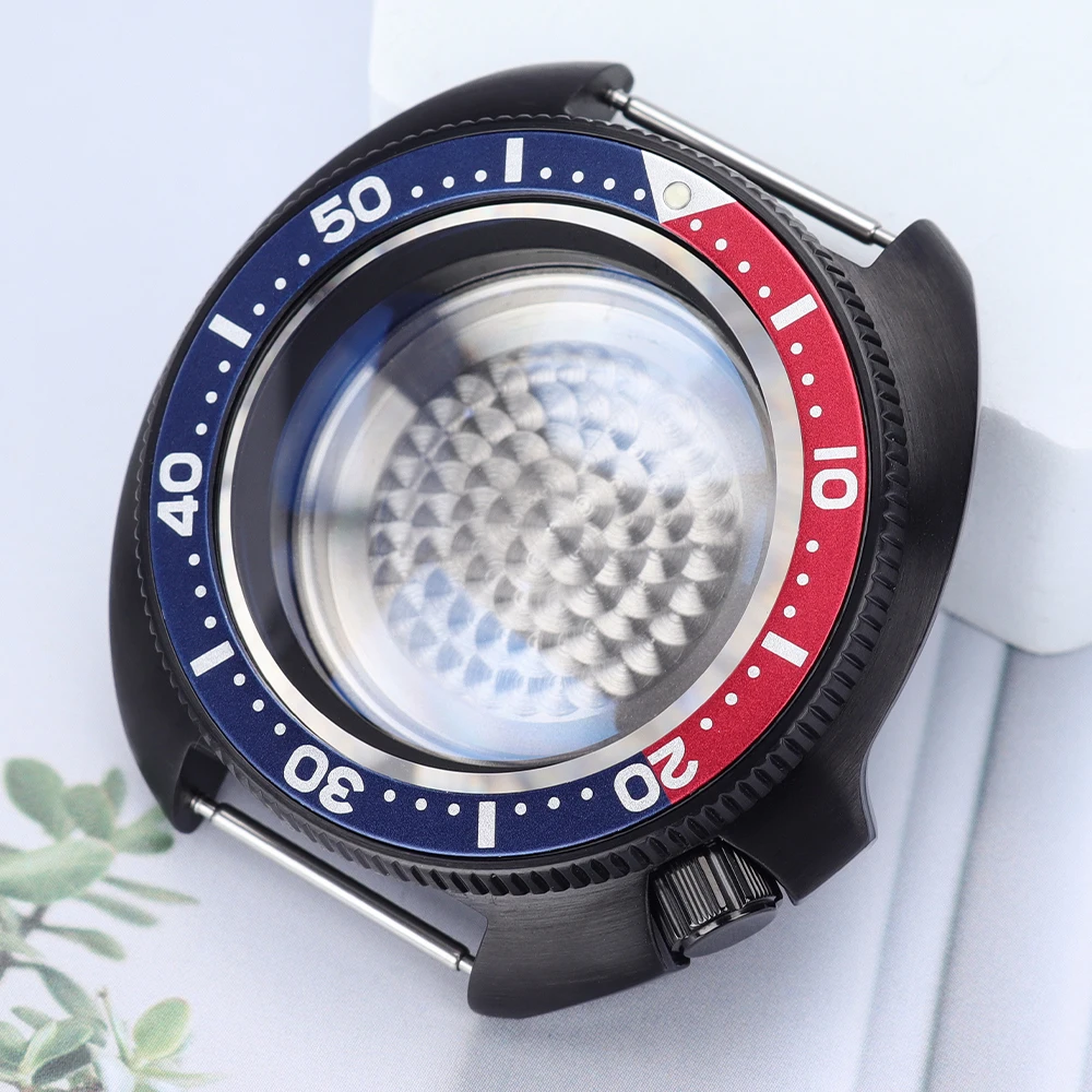 

Черный корпус мужских часов PVD 44 мм с сапфировым стеклом для тунца SKX6105 Seiko NH34 NH35 NH36 NH38 Механизм 28,5 мм Циферблат 120 кликов 10 АТМ