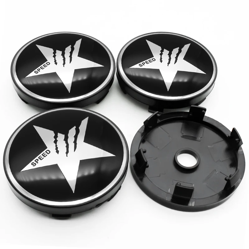 4pcs/set Universal 60mm SPEED Five-pointed Star Emblem Car Wheel Center Cap Hub Covers Badge Accessories