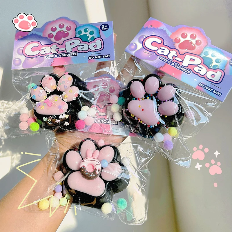 Creative TPR สีดําบีบ Cat PAW ช้า Rebound ของเล่นหยิก Cat PAW Decompressing ของเล่นเหนียวความเครียดบรรเทาผ่อนคลายของเล่น