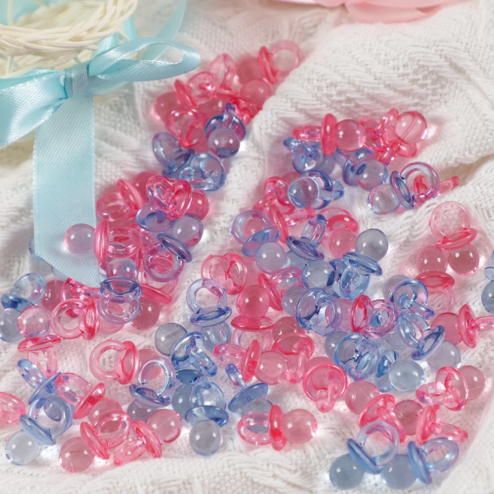 100Pcs Acrylic Feeder Nipple Table Scatter Mini Pacifiers Baby Shower Party Favors Gender Reveal Boys Girls Birthday Decoration