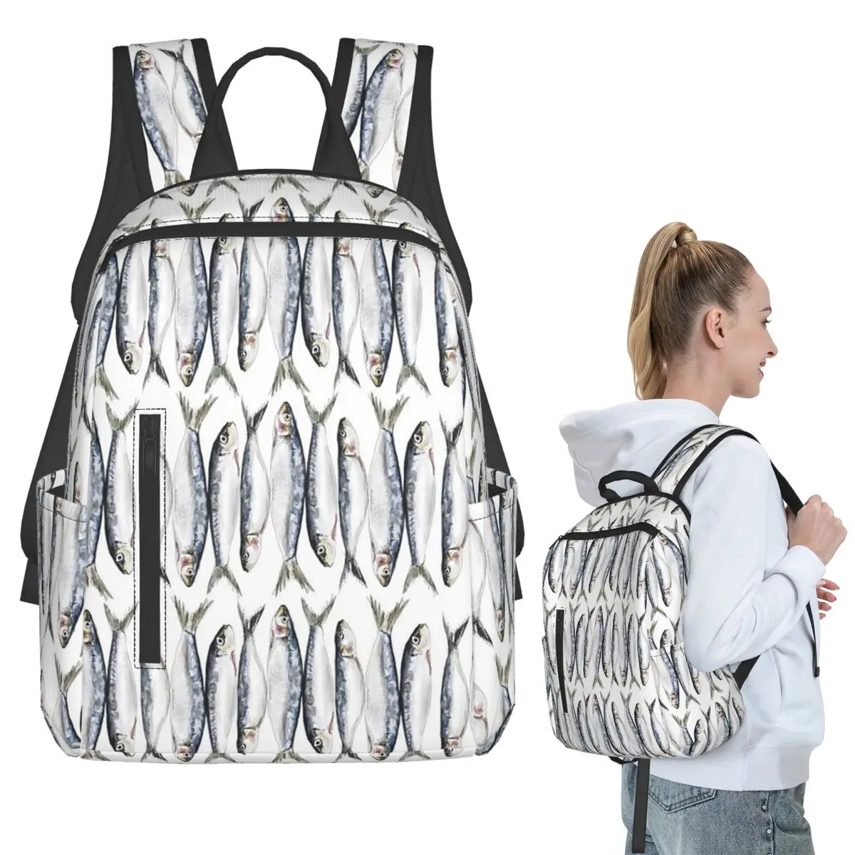 Tropical Fish Marine Pattern Backpack Student BookBag Children School Bag Computer Shoulder Bags Men Women