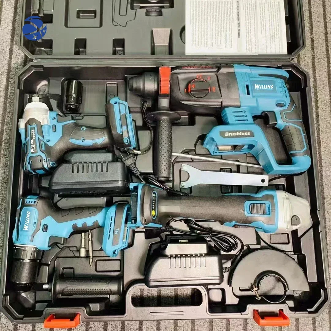 Factory 21v Power Drills Tool Set Kit Portable Electric Cordless Brushless 18v Cordless Drill Lithium Battery Power Tools Kit