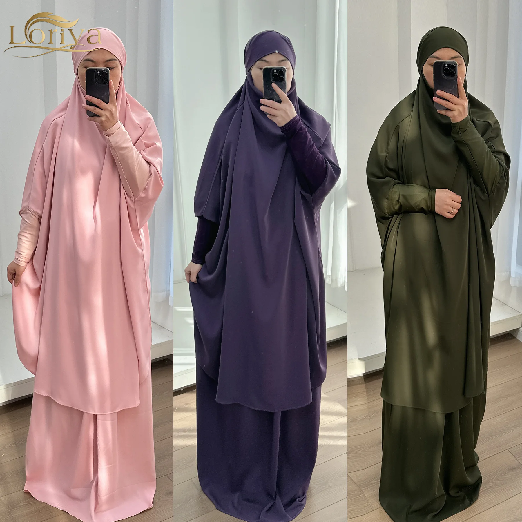 

2025 мусульманские новые модные женские однотонные повседневные модные элегантные свободные комплекты из 2 предметов, пуловеры с длинными рукавами, топы, юбки женские