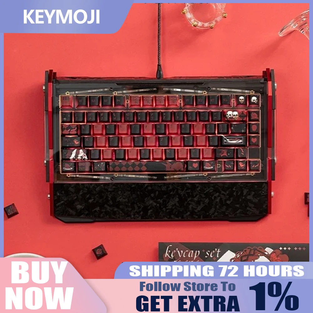 Колпачки для клавиш KEYMOJI в готическом стиле, 150 клавиш, OEM-дизайн, материал PBT, блеск через Dye-Sub с принтом, 60HE для механических клавиатур