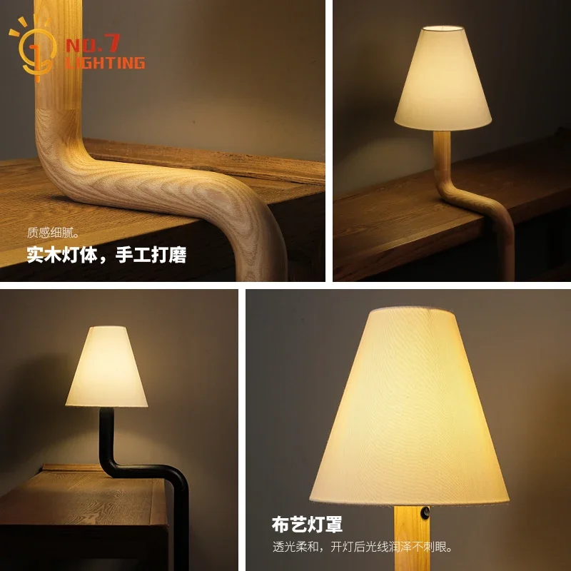 Lámpara de mesa de madera maciza clásica tradicional china LED atmósfera minimalista diseño escritorio luz estudio dormitorio cabecera salón de té