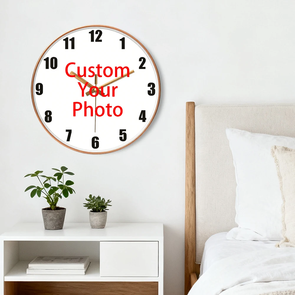 

8 inch Custom Small Wall Clock Silent Quartz Movement ABS Frame LOGO Picture Family Photo Personalized Design