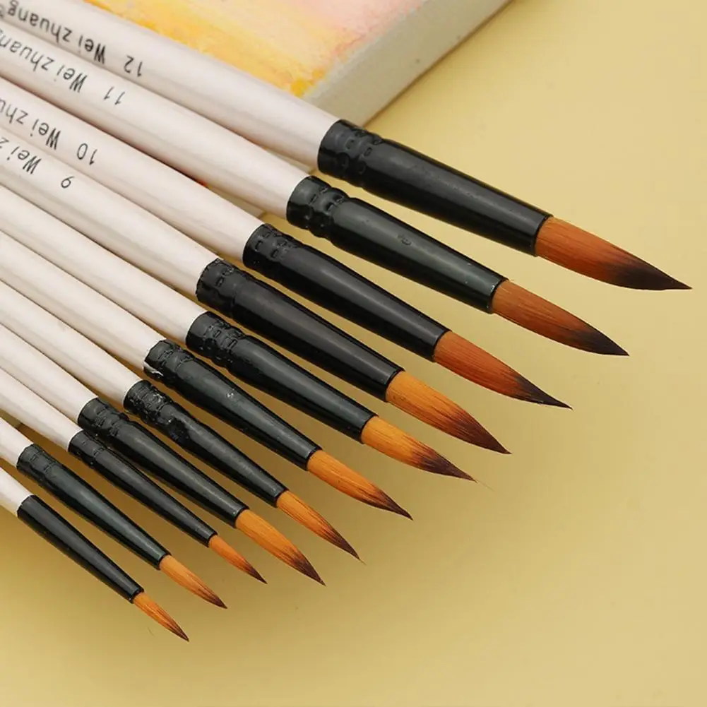 ชุดแปรงวาดภาพชุดแปรงระบายสีชุดพู่กันสีน้ำอเนกประสงค์สำหรับนักเรียน12ชิ้นขนแปรงไนล่อนนุ่ม4ชิ้นสำหรับเทคนิค