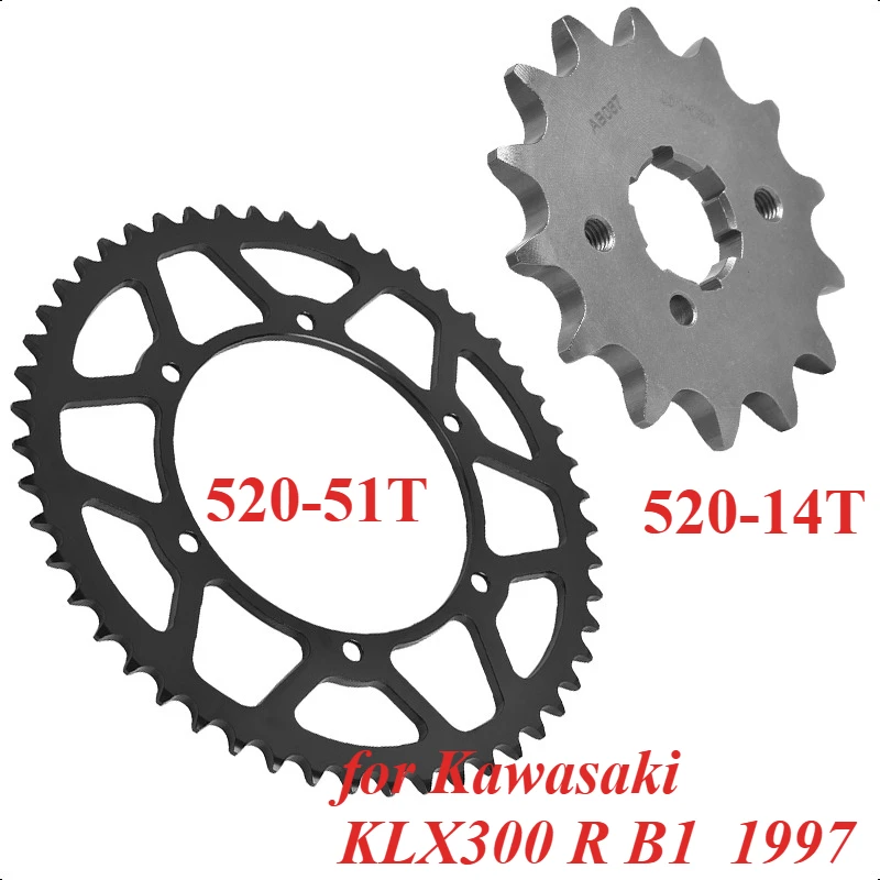 

520 14T 51T Motor Bike Front Rear Sprocket Gear Wheel Cam for Kawasaki KLX300 R B1 1997
