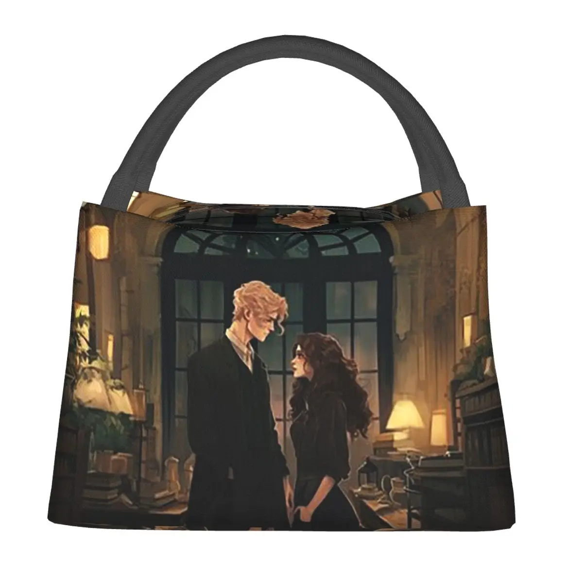 Dramione At The Library Insulated Lunch Bag for Women Children Portable Food Boxes Thermal Lunch Box Tote