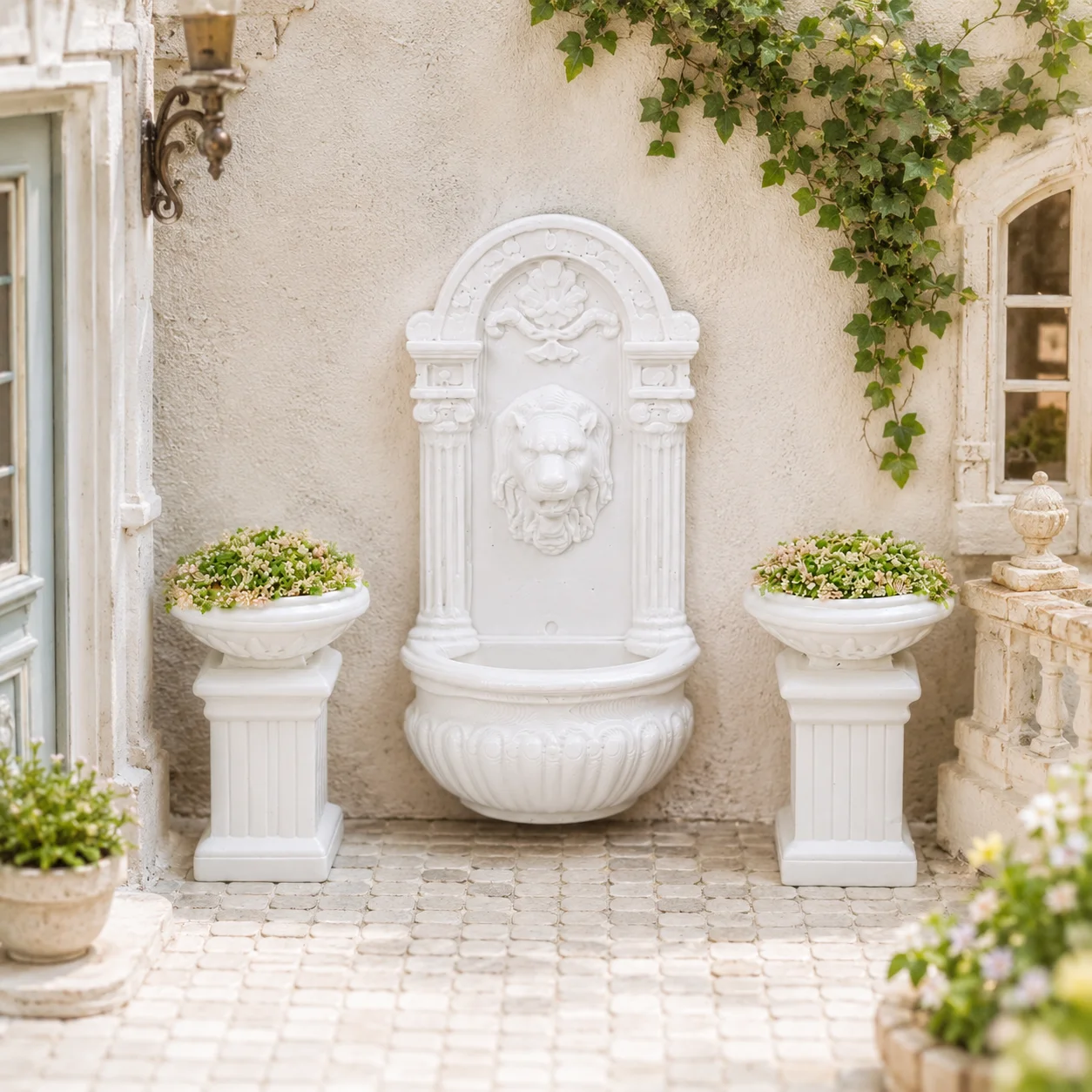 Mini lion fountain Roman column, sand table architectural landscaping, photo decoration props