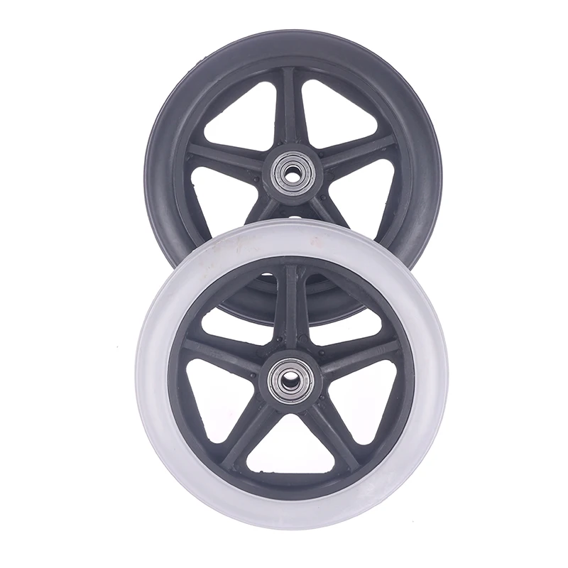 1PC Grey/Black 6 Inch Wheels Smooth Flexible Heavy Duty Wheelchair Front Castor Solid Tire Wheel Wheelchair Replacement Parts