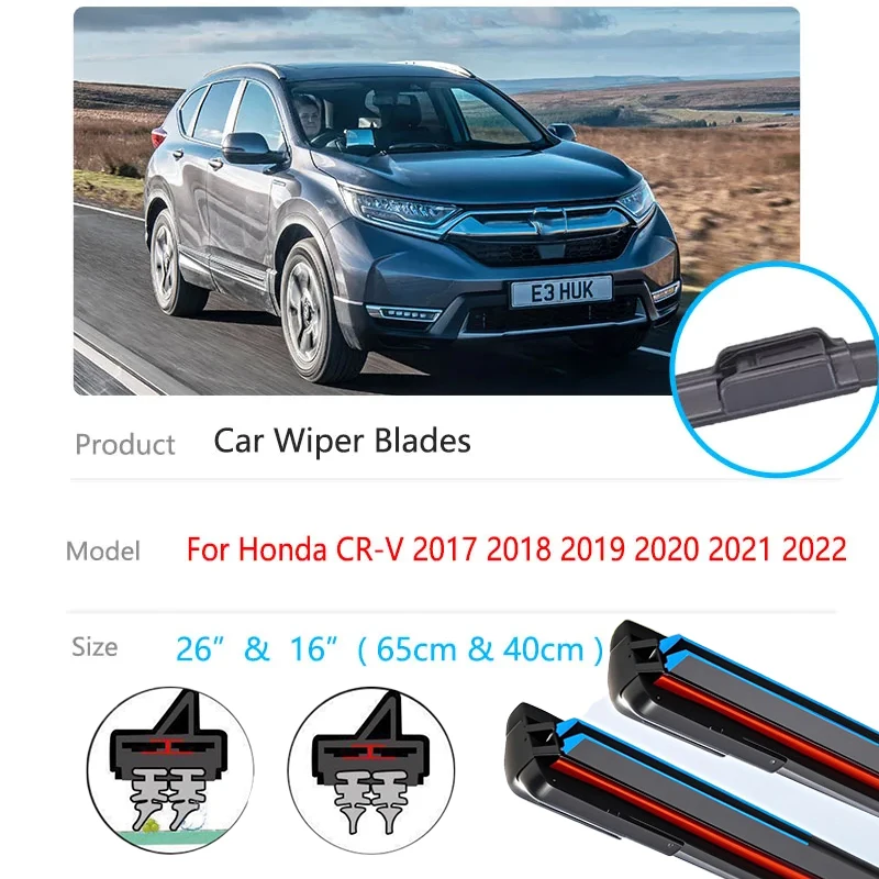 

2x For Honda CR-V CRV CR V MK5 2017 2018 2019 2020 2021 2022 Front Wiper Blades Brushes Cutter Rubber Auto Accessory Replacement