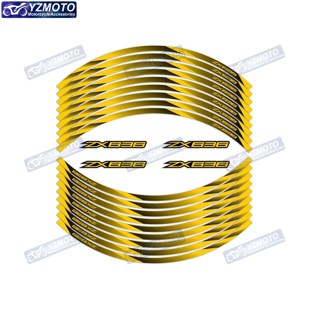 

For ZX-636 ZX 636 Motorcycle Accessories 17 Inch Front And Rear Wheel Hub Sticker Decal Waterproof Reflective Rim Stickers