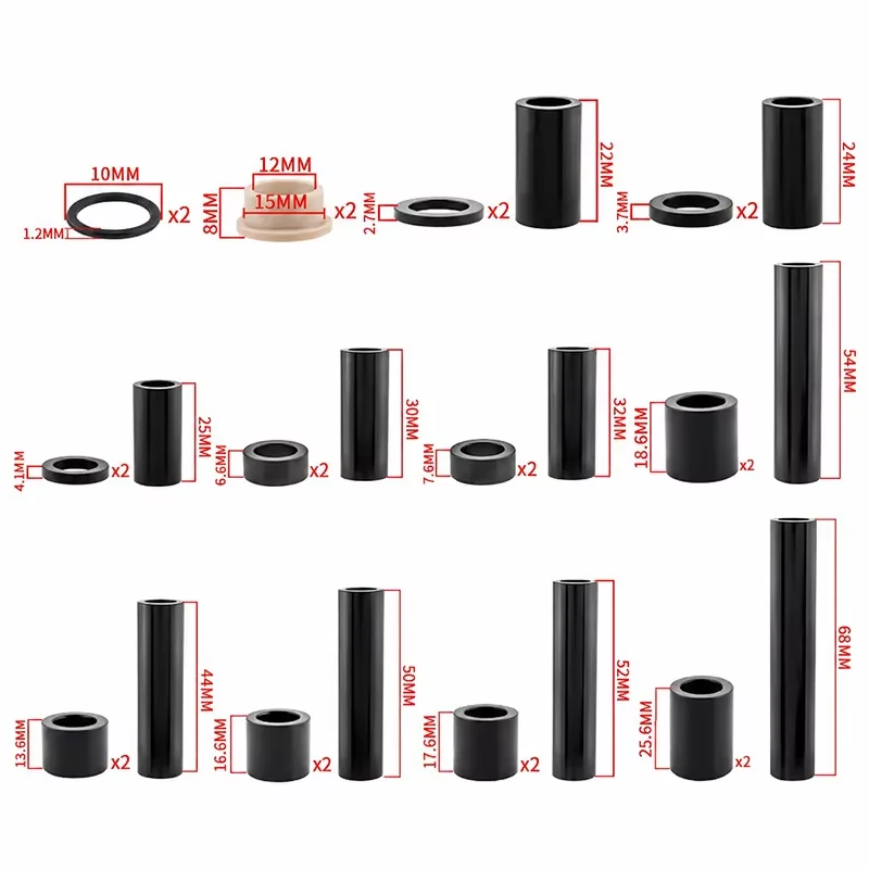 Bicycle Rear Shock Mounting Hardware 22/24/32/44/50/52/54/68mm MTB Shock Reducer Bushing Spacer Kit 12x8mm