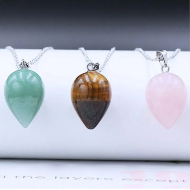 1 pcs Natural Amethyst Agate round Water Droplet Pendant Pink Crystal Tiger Eye Necklace Multiple endants jewelry making