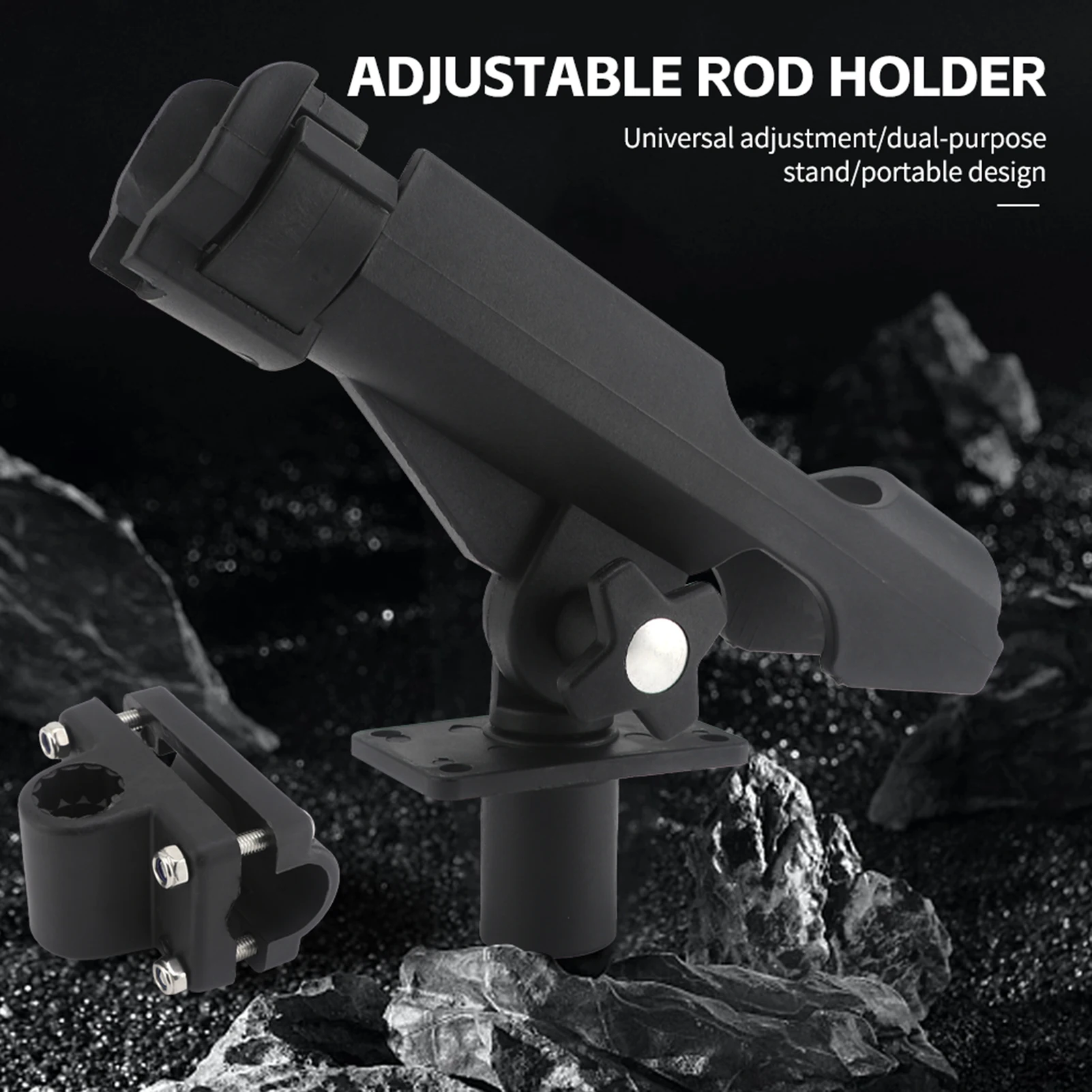 2 Pack Boat Fishing Rod Holder Adjustable Powerlock Rod Holder Dual-use Kayak Fishing Pole Holder with Combo Mount Fishing Rod