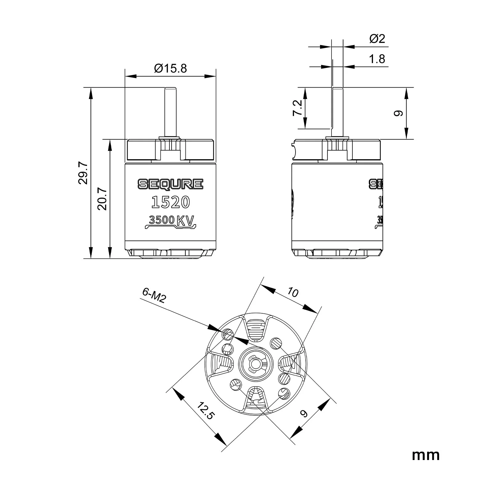 SEQURE – Rotor extérieur étanche sans balais ANT ESC et moteur sans balais 3500KV 1520 pour voiture d'escalade 1/24, 1/18, 1/16 RC, voiture sur chenilles