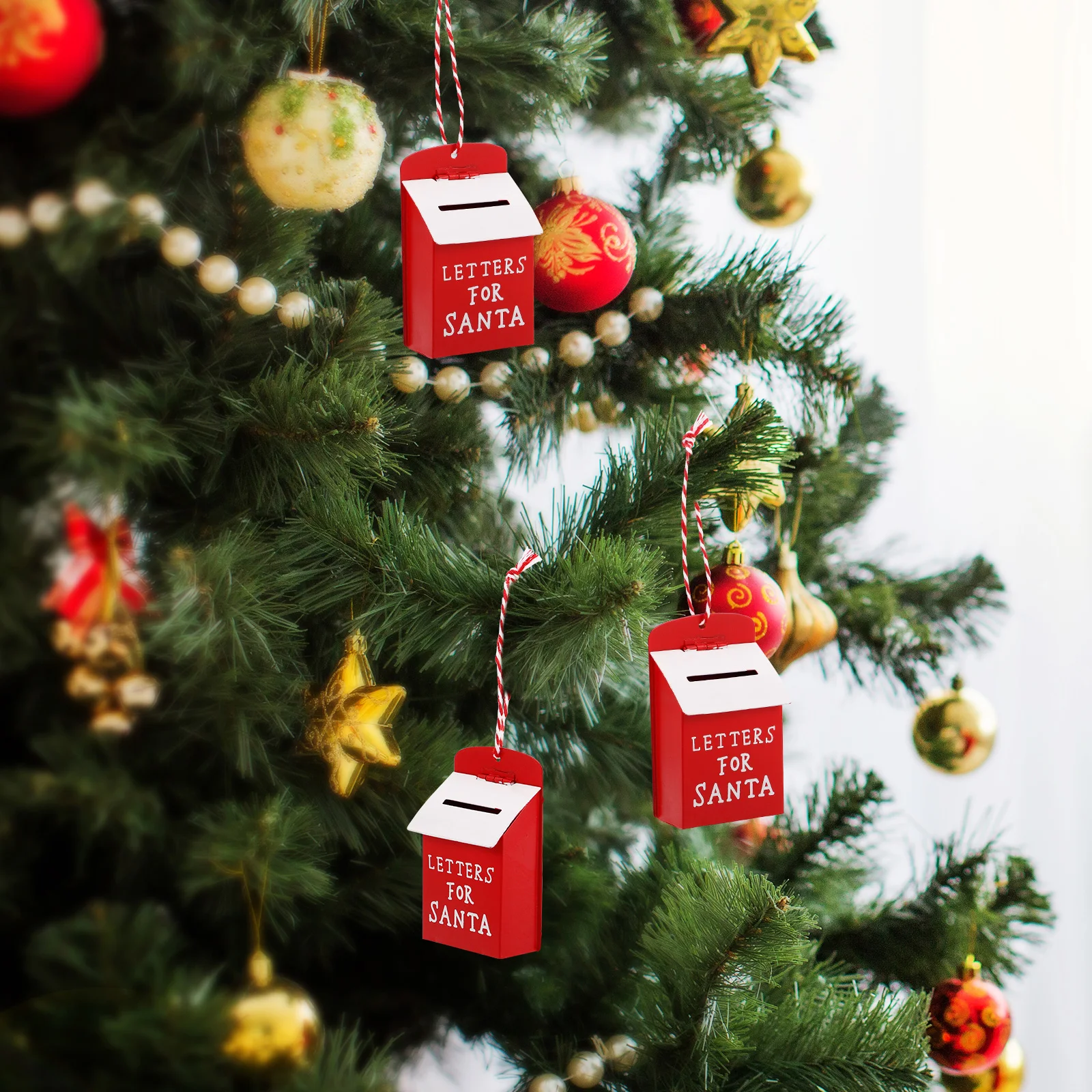 

Santa Metal Mailbox Ornament Christmas Tree Holiday Decor for Hotels Shopping Mall Window Displays Mailbox Decor