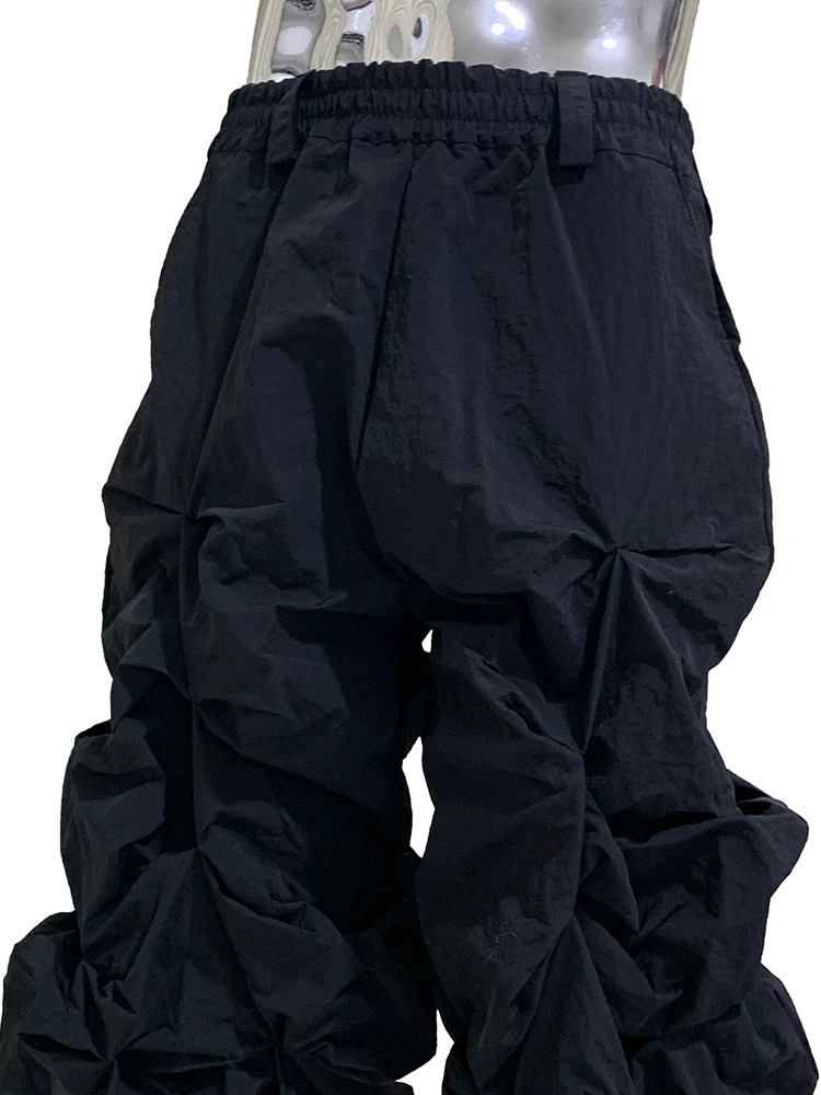 Nerazzurri الخريف كول وسيم طويل أسود Ruched مكدسة السراويل للرجال مرونة الخصر الفاخرة مصمم ايمو الملابس الرجالية 2025 #6