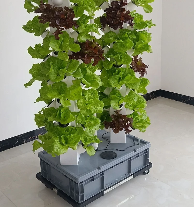 Vertical Hydroponic Grow Tower, Double Towers, Aeroponic Tower for Herbs, Strawberry and Vegetables, 7 Layers, 56 Plant Sites