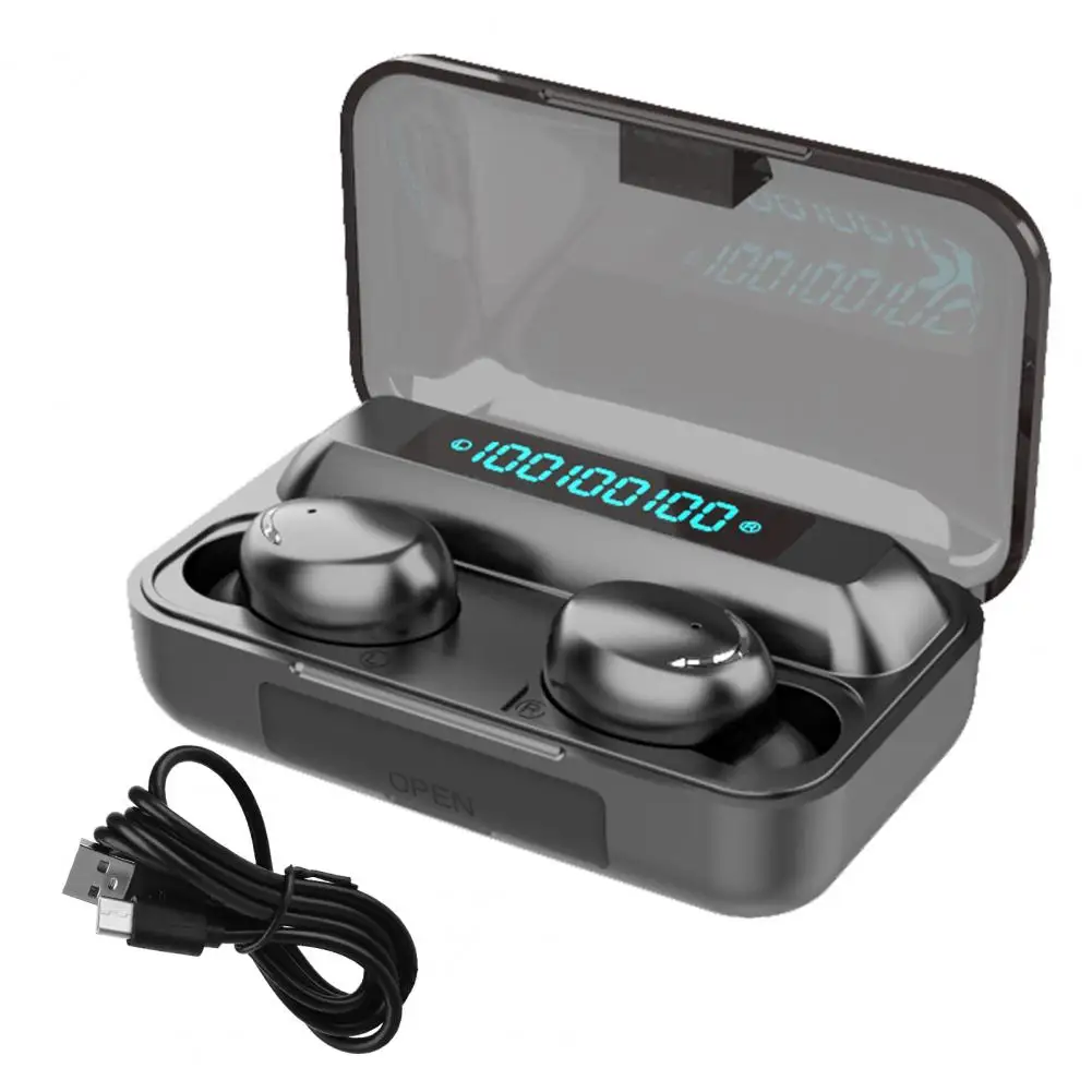 F95C ชุดหูฟังไร้สาย Bluetooth-ใช้งานร่วมกับ5.0หูฟังกีฬาชุดหูฟัง LED ดิจิตอลจอแสดงผล In-Ear หูฟัง Наушники Беспроводной